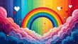 © Rebekah - Contemporary abstract illustration . Bright colors . Rainbow . Maximalism .  Valentine's Day Concept. LGBT
