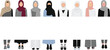 © MDALRAFIN - Muslim women character set illustration with diverse hijab styles, modest fashion outfit collection, cultural diversity avatar pack design