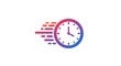 © logitech - Colorful Clock Icon with Motion Effect on White Background.