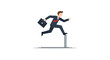 © Fadilah - Businessman jumping over hurdle navigating challenges in business career advancement against a white background symbolizing ambition and progress.