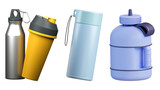 Assortment of Water Bottles and Shakers drink beverage