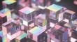 © eka - Pink and purple transparent cubes rotating in a modern abstract display