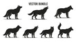 © ellisa_studio - Silhouette Vector Bundle: Diverse Wolf Poses Depicted in Black and White Graphic