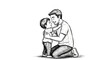© Liberty - Heartwarming illustration of a father and son embracing in a tender moment of love
