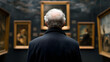 © Anatoli - Visitor explores art gallery filled with classic portraits in a quiet museum setting during a bright afternoon