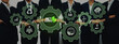 © InfiniteFlow - Interconnected green gears with icons representing renewable energy, carbon reduction, recycling, and eco innovation working toward a net zero goal Parse