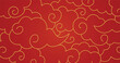 © katakari - Golden chinese clouds pattern, red oriental art decoration background