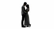 © Crypto Mining - Black and white silhouette of a romantic couple embracing tenderly.