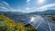 © Warakorn - Realistic photo of community solar panels with horizon space reserved for overlay message strong civic vibe