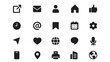 © Moinul - a collection of minimalist black icons including a letter a home a person a heart and a globe on transparent background silhouette high quality professional detailed