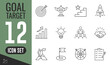 © ZONE M17 - Goal Target line icons set. Vector illustration in modern thin line style of success related icons: mission, winner, achievement, bulb, trophy, target