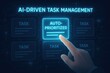 © ParinApril - User selecting auto-prioritized task in a futuristic AI-driven task management system. Concept of efficiency, automation, and intelligent workflow optimization.
