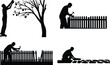 © Shorifulislam - Silhouetted man engaged in various home improvement and gardening activities