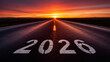 © InfinityVisuals - Road to a New Year: An open road, emblazoned with the year's numerals, leads towards the breathtaking spectacle of a sunset, symbolizing journeys, goals, and opportunities.