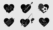 © Kaniz - Heart icons representing hobbies and interests in black and white style