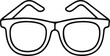 © T Design pro - Eyeglasses outline icon for vision concept, Minimal black line icon of classic eyeglasses, representing eyesight, optical accessories, reading, style, and vision correction concepts.