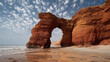 © Aloka - The red rock arches of el aoueria in morocco, near the coast, show how beautiful they can be. Ai generated