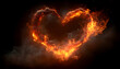 © Oleksiy - A fiery heart shape made of burning embers and smoke