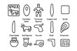 © Sanych - Indus Valley Icon Set. Indus Valley relics. Line icon set of Indus Valley relics: steatite seal, carnelian bead, terracotta figurine, weight stone, script