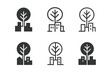 © Viacheslav - Urban Renewal Icons. Urban Renewable Projects. Icon set. Set Logo of Urban Renewable Projects: tree integrated into city block. harmonious logo variations of