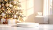 © CHOISH - 라운드 받침대와 따뜻한 조명의 코지 크리스마스 인테리어 Cozy Christmas Interior with Round Podium and Warm Lights