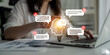 © InfiniteFlow - Engaging concept illustrating the fusion of technology and human creativity. The image shows a light bulb symbolizing ideas alongside chat bubbles indicating communication and alerts. Gantry