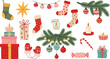 © hamid - Festive Christmas Icons Featuring Stockings, Presents, Ornaments, and Lights for Holiday Decorations