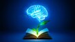 © Roushon_AI_Designer - Conceptual brain growing from book open learning education knowledge wisdom