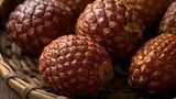 Close-up capturing the unique texture and form of salak fruits nestled