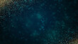 © ragil - Elegant dark teal background with a frame of golden glitter dust particles creating a magical and festive atmosphere for a luxury design concept