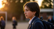 © inktrek - Boy student in school uniform with backpack