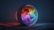 © Gta - Transparent Sphere Sliced Open, Displaying Colorful Geometric Layers, Reflected Surfaces, and a Clean Backdrop