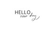 © StreetOnCamara - Hello new year text font calligraphy hand written lettering  script black color object icon hello new year happy holiday greeting card season celebration hello new year winter planner hello new day