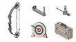 © Sullindya - Collection of archery equipment including a compound bow, target, and carry case
