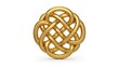 © Marvellino - Elegant three-dimensional golden interwoven knot, a timeless symbol of eternity and unity isolated on a pure white background