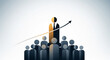© Olga Ко - Business leader standing out from crowd with growth arrow