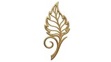 Elegant golden leaf ornament with a decorative swirl, a symbol of nature and growth, isolated on a clean white background for design projects