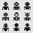 © Alam - Set of nine diverse robots with different expressions and designs, isolated on