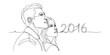 © Haus - Continuous one line of a couple enjoying new year's eve 2016, celebration theme, hand drawn vector illustration.