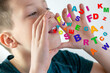© kittyfly - Child's mouth, colorful letters digitally emerging, dyslexia, Dyslalia, speech therapy, phonetics language development, challenging articulation, pronunciation practice session, Fluency Disorders