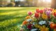 © -Quantum Pixels- - Colorful spring flowers blooming in sunlight, emphasizing seasonal renewal and garden aesthetics