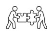 © icon_art - Two figures connecting puzzle pieces symbolizing business teamwork and collaboration