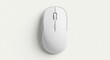 © Visual - White wireless computer mouse on a white background, top view.