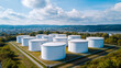 © Denis Yevtekhov - Aerial view of massive tank farm for chemical and petroleum product storage, oil terminal infrastructure, petrochemical refinery storage capacity, fuel reserves management, industr