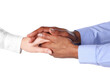 © New Africa - African-american man holding hands with woman on white background, closeup