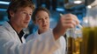 © Vitalii - A biomass research lab where scientists analyze algae samples glowing under blue-spectrum lights, testing energy density and extracting bio-oils — renewable fuel research, next-gen biomass