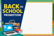 © Alva - Modern back to school promotion banner showing laptop, books, and classroom background. Great for education marketing or advertisement template.