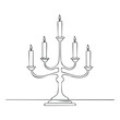 © VelvetBrush - Minimalist Line Art Candelabra with Five Lit Candles, Light and Romance