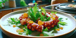 © Rachakrit - Octopus tapas with paprika sauce arugula garnish served modern plate, vibrant colors