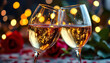 © Ratri - Wine glasses clinking in a candlelit Valentine’s setting